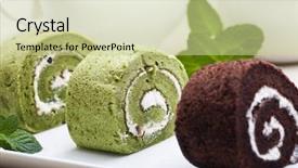  Presentation with matcha - Presentation theme enhanced with swiss rolls chocolate and matcha background and a soft green colored foreground