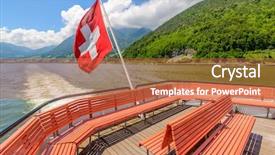  Presentation with switzerland - Audience pleasing slide set consisting of swiss vilage or lakeshore backdrop and a coral colored foreground