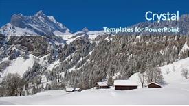  Presentation with winter in the swiss alps - Beautiful presentation theme featuring swiss winter season landscape march backdrop and a ocean colored foreground