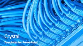  Presentation with isp network cables closeup - Slide set enhanced with switch - closeup of data background and a teal colored foreground