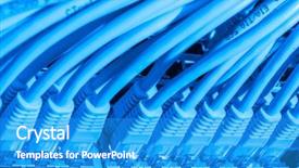 Presentation with isp network cables closeup - Theme featuring cat5 - network cables connected to switch background and a teal colored foreground