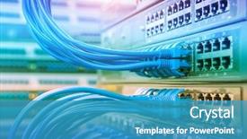  Presentation with data center - Amazing PPT theme having switch and cable in data backdrop and a teal colored foreground