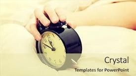  Presentation with countdown time bomb alarm - Theme featuring switch off - exhausted man being awakened background and a blonde colored foreground