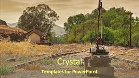  Presentation with railway tracks - Audience pleasing slide set consisting of switch on the old unused railway tracks backdrop and a coral colored foreground