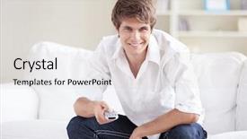  Presentation with switches - Presentation theme with switches remote control tv channels background and a  colored foreground