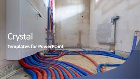  Presentation with water pipes - Audience pleasing presentation theme consisting of switchgear - water pipes of central heating backdrop and a gray colored foreground