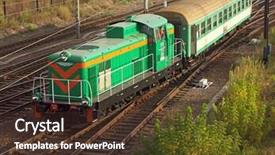  Presentation with diesel - Audience pleasing presentation theme consisting of switching diesel locomotive hauling railway car 1027_10 backdrop and a tawny brown colored foreground
