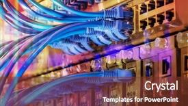  Presentation with ethernet - Slides with switching hub lan system communication background and a tawny brown colored foreground