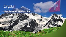  Presentation with mountain - Beautiful presentation theme featuring switzerland flag - beautiful mountain breithorn and klein backdrop and a ocean colored foreground