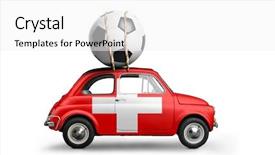  Presentation with change a flat car tire - Slide set with switzerland flag on car delivering background and a white colored foreground