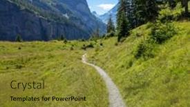  Presentation with walk - PPT layouts enhanced with switzerland-landscape-and-path background and a gold colored foreground