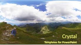  Presentation with helping man mountain - Amazing PPT theme having switzerland mountains at summer 360 backdrop and a tawny brown colored foreground