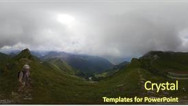  Presentation with hiking - Beautiful presentation theme featuring switzerland mountains at summer 360 backdrop and a tawny brown colored foreground