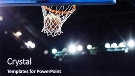  Presentation with swoosh - Slide deck having swoosh - ball in hoop background and a wine colored foreground