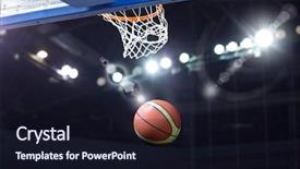  Presentation with swoosh - Audience pleasing PPT theme consisting of swoosh - ball in hoop backdrop and a wine colored foreground