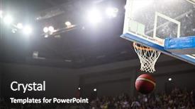  Presentation with swoosh - Audience pleasing presentation design consisting of swoosh - ball in hoop backdrop and a dark gray colored foreground