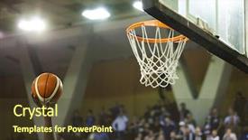  Presentation with swoosh - Presentation theme consisting of swoosh - ball in hoop background and a tawny brown colored foreground