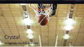  Presentation with basketball - Slide deck having swoosh - basketball going through hoop background and a coral colored foreground