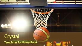  Presentation with sports arena - Cool new presentation with swoosh - basketball going through the hoop backdrop and a tawny brown colored foreground
