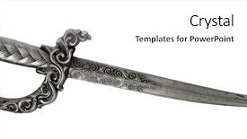  Presentation with silver - Presentation theme with sword - silver sabre with ornaments background and a white colored foreground