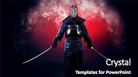  Presentation with fight - Presentation having sword fight - handsome young man practicing kendo background and a black colored foreground