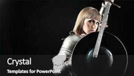  Presentation with knight - Slides consisting of sword fight - portrait of a medieval female background and a dark gray colored foreground