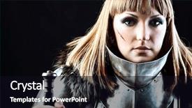  Presentation with knight - Presentation theme enhanced with sword fight - portrait of a medieval female background and a black colored foreground