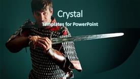  Presentation with armor - PPT layouts consisting of sword fight - portrait of a medieval male background and a tawny brown colored foreground