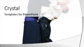  Presentation with fighters - Beautiful theme featuring sword fight - two jujitsu fighters sportsmen backdrop and a white colored foreground