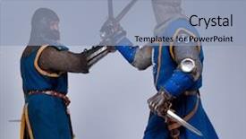  Presentation with knights - PPT theme consisting of sword fight - two medieval knights fighting background and a light blue colored foreground