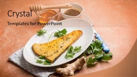  Presentation with sword - Amazing PPT theme having sword fish marinated with soy sauce ginger and honey backdrop and a coral colored foreground