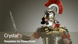  Presentation with roman soldier - PPT theme having sword ready for war background and a tawny brown colored foreground