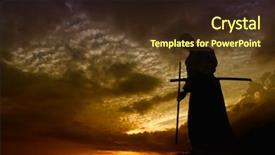  Presentation with samurai - Cool new PPT layouts with sword samurai - young aikido man fighter backdrop and a tawny brown colored foreground