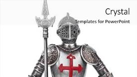  Presentation with knight - Amazing presentation theme having sword shield - toy medieval knight isolated backdrop and a white colored foreground