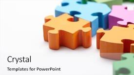  Presentation with puzzle - Slide deck featuring swot - color puzzle background and a white colored foreground