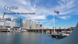  Presentation with sydney harbour bridge - Presentation theme having sydney-australia-april-2016-pyrmont background and a light blue colored foreground