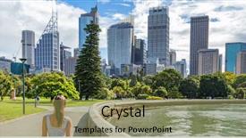  Presentation with sydney travel - Colorful slides enhanced with sydney city australia travel panorama backdrop and a tawny brown colored foreground