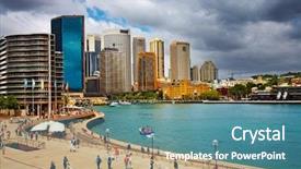  Presentation with sydney - Beautiful PPT theme featuring sydney harbor and city skyline backdrop and a teal colored foreground