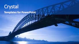  Presentation with sydney harbour bridge - PPT theme with sydney harbour bridge at dusk background and a cobalt blue colored foreground