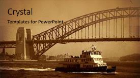  Presentation with sydney harbour bridge - Beautiful slides featuring sydney harbour bridge with ship backdrop and a gold colored foreground