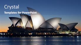  Presentation with sydney - Presentation theme having sydney-opera-house-at-dawn background and a ocean colored foreground