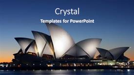  Presentation with sydney - Slide set having sydney-opera-house-at-dawn background and a ocean colored foreground