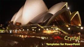  Presentation with sydney - Audience pleasing PPT theme consisting of sydney-opera-house-by-night backdrop and a tawny brown colored foreground