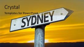  Presentation with sydney - Colorful theme enhanced with sydney sign with a sunset backdrop and a  colored foreground