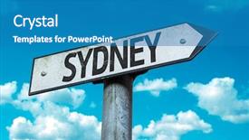  Presentation with sydney - PPT theme enhanced with sydney sign with sky background background and a teal colored foreground
