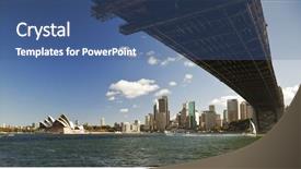 Presentation with sydney harbour bridge - Beautiful presentation theme featuring sydney with opera house backdrop and a ocean colored foreground