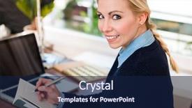  Presentation with pen and a book - Amazing PPT theme having syllabus - portrait of a smiling woman backdrop and a navy blue colored foreground