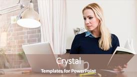  Presentation with clock and desk - Amazing slide deck having syllabus - portrait of woman sitting backdrop and a  colored foreground