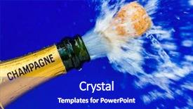  Presentation with champagne - Amazing PPT theme having sylvester - bottle of champagne is opened backdrop and a royal blue colored foreground