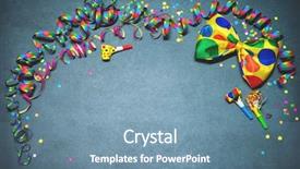  Presentation with colorful birthday or carnival frame - PPT theme consisting of sylvester - colorful birthday or carnival background background and a seafoam green colored foreground